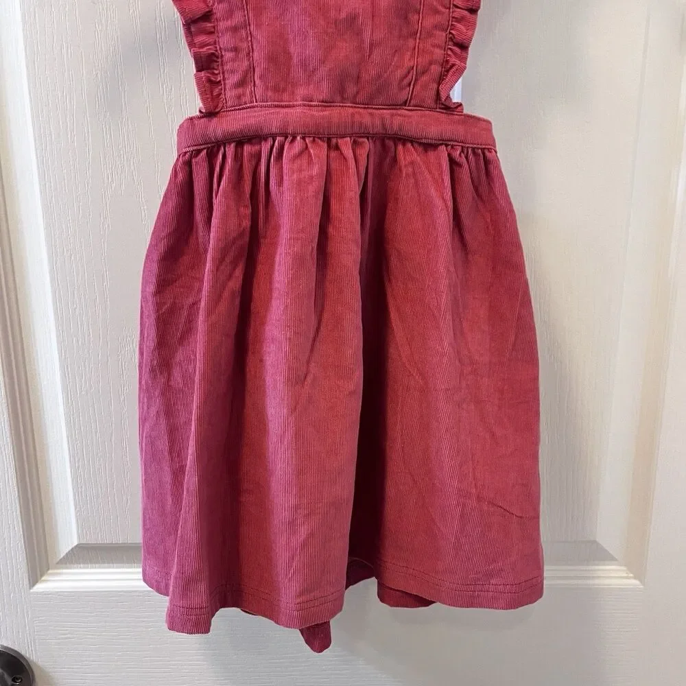 Rufflebutts Corduroy Cross-Back Jumper Dress Ruffle Straps Pink Girls Size 4T